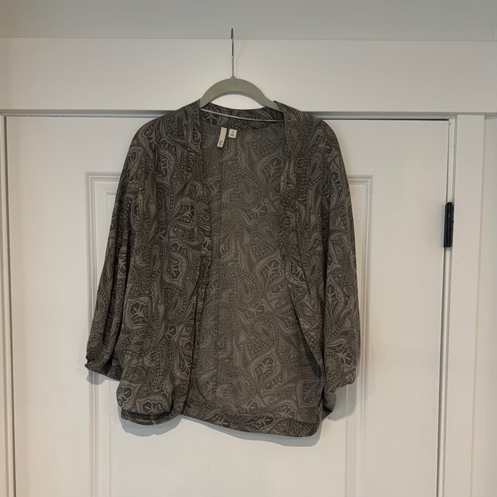 Gray/green Paisley Open Cardigan